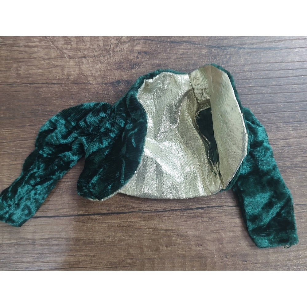Vintage Barbie Emerald Green Bolero Gold Metallic Lining Crushed Velvet Z32
